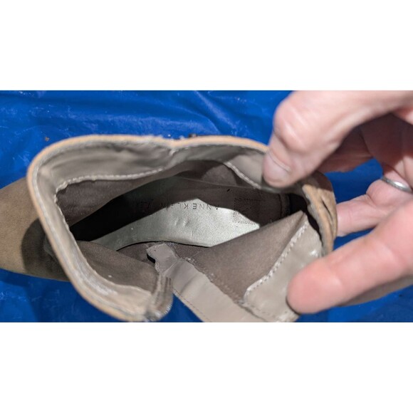 Anne Klein iflex Women's Brown Suede Ankle Boots Block Heel Side Zip sz 8m shoes - Picture 6 of 12